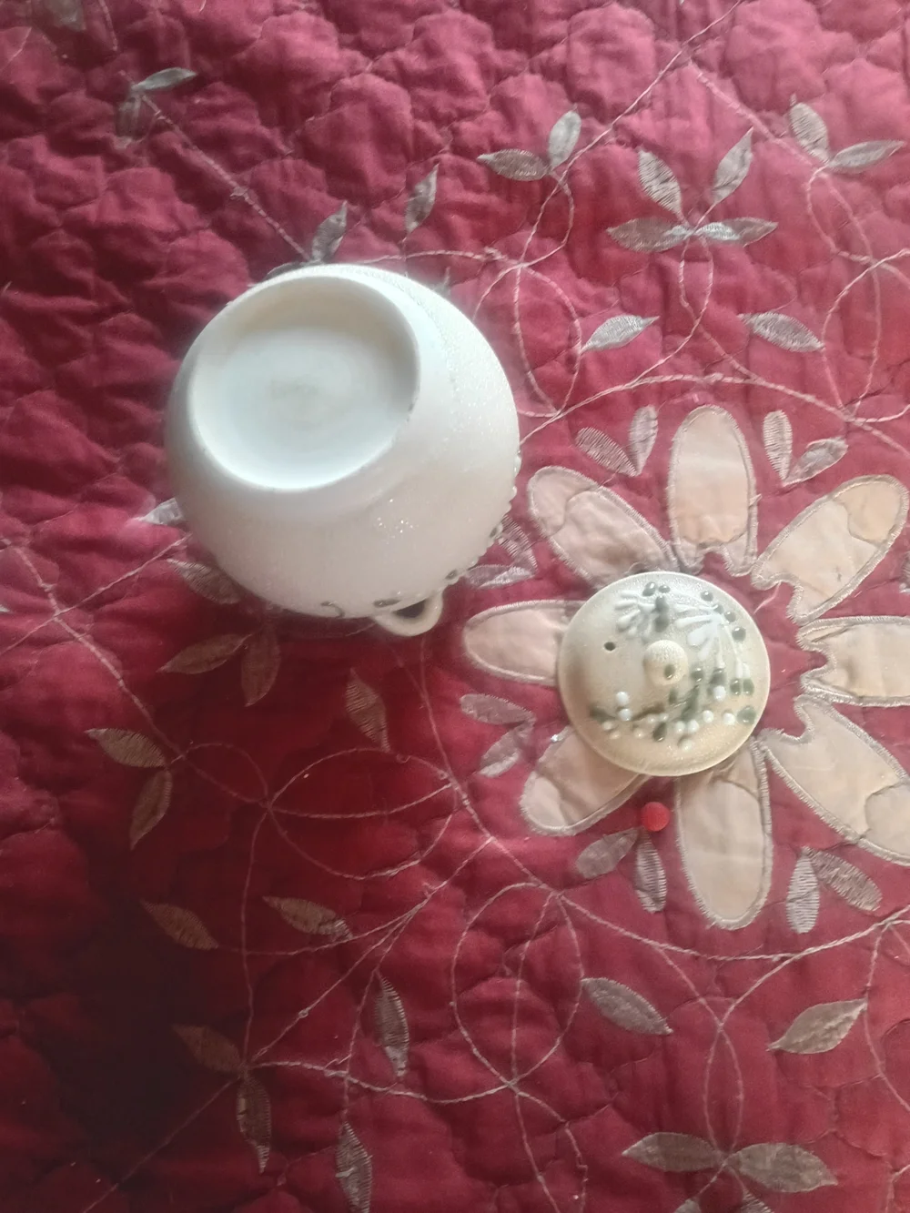 Handcrafted Ceramic Teapot in Cream with Green Accents